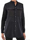 Vodan Boyfriend Women's Monochrome Long Sleeve Shirt Black