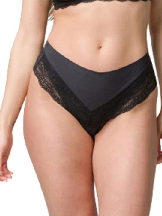 Luna Women's Slip Seamless with Lace Black