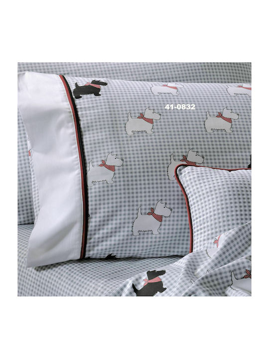 Down Town Home Kids Cotton Satin Pillowcase Set 52x75cm Grey-Red /767