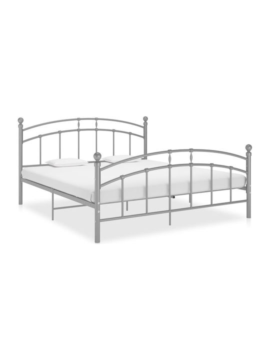 Κρεβάτι King Size Μεταλλικό Γκρι για Στρώμα 200x200cm