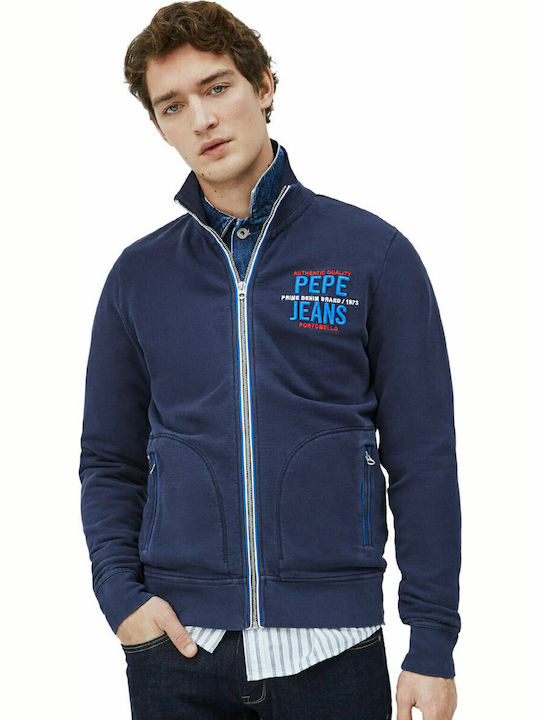 Pepe Jeans Men's Sweatshirt Jacket with Pockets Navy Blue