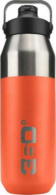 360 Degrees Insulated Wide Mouth Sip Cap Bottle Thermos Stainless Steel BPA Free Orange 1lt with Loop 36040-00040pumpkin