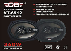 Car Speaker Set VT-6912 6x9" with 70W RMS (3 Way)