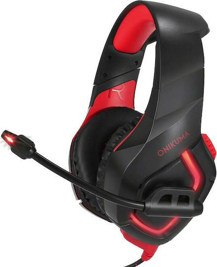 Onikuma K18 Led Over Ear Gaming Headset με σύνδεση 2x3.5mm / USB Black/Red