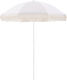 HomeMarkt Foldable Beach Umbrella with 8 Fiberglass Ribs & Tassels Diameter 2m White