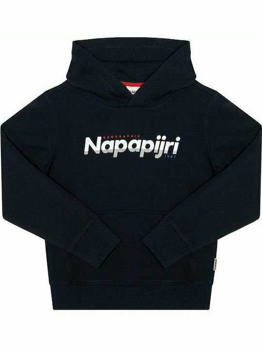 Napapijri Kids Fleece Sweatshirt with Hood Navy Blue Baloy