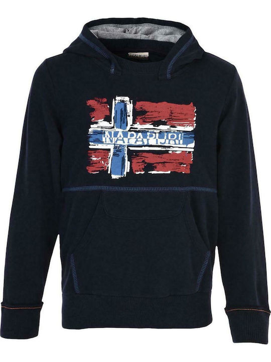 Fleece Παιδικό Φούτερ με Κουκούλα και Τσέπες Navy Μπλε