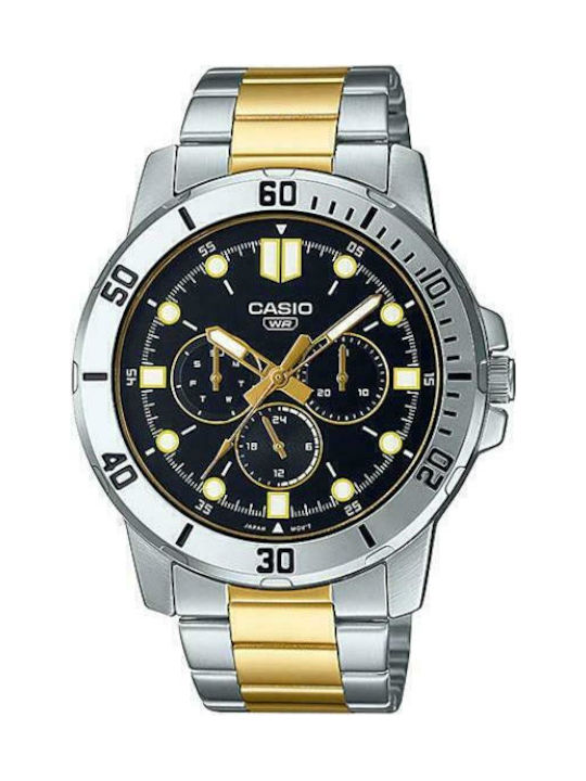Casio Мъжки часовник 45мм Хронограф На батерия с Метална гривна