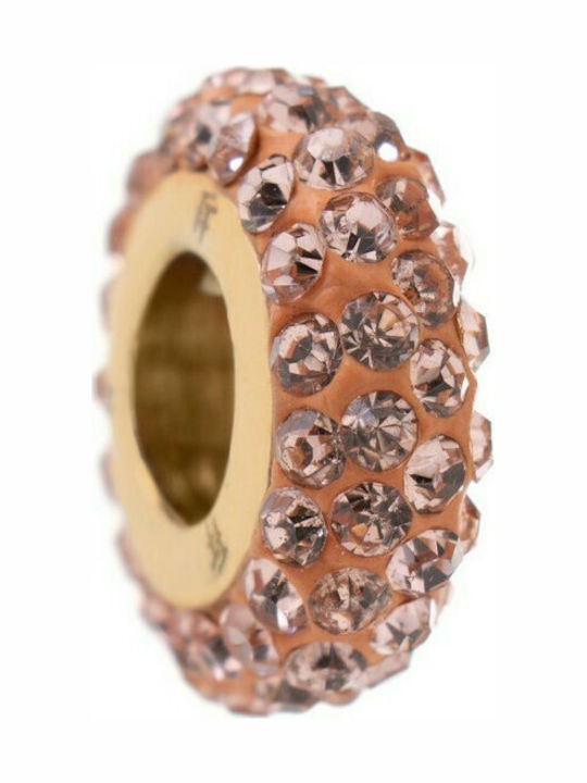 Folli Follie Charm with Stones with Stones of Gold Plated Silver Pink