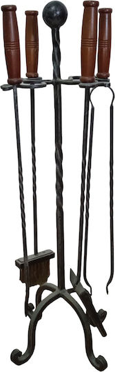 Etoile FR-003 Set de unelte pentru șemineu cu cleștar Negru