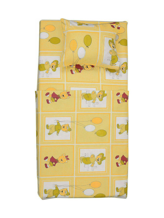 Viopros Σετ Σεντόνια Μονά Βαμβακερά Κίτρινο 165x265cm 3τμχ