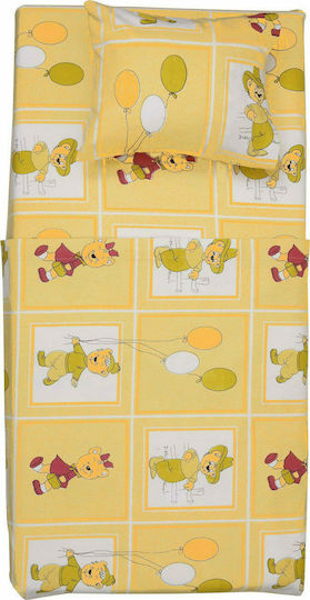 Viopros Kids Sheets Set Single Cotton Yellow 165x265cm 3 Pieces