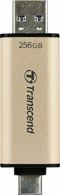 Transcend JetFlash 930C 256GB USB 3.2 Stick with connection USB-A & USB-C Gold