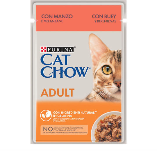 Cat Chow Υγρή Τροφή για Ενήλικες Γάτες σε Φακελάκι με Βοδινό 6x85gr