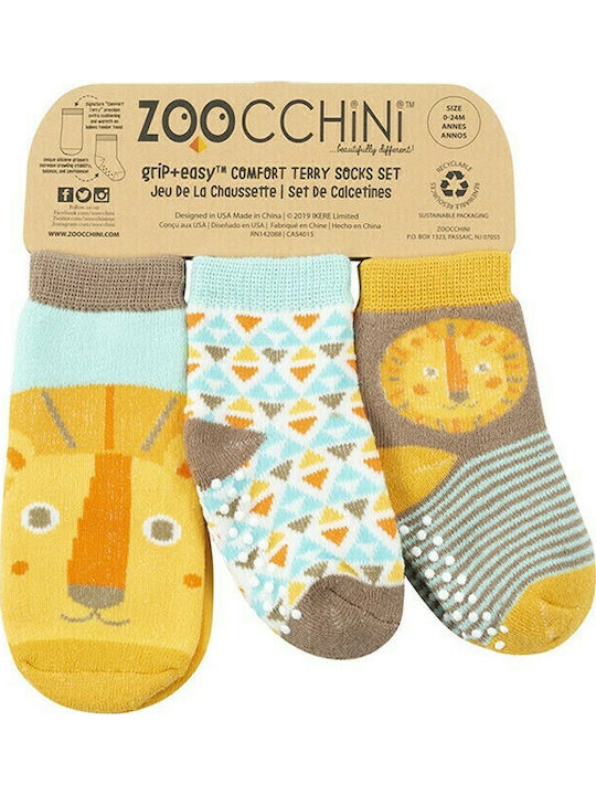 Zoocchini Αντιολισθητικές Παιδικές Κάλτσες Μακριές Πολύχρωμες 3 Ζευγάρια