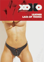 Allure Lingerie XOXO Leder Schnür-String-Tanga Unterwäsche Schwarz