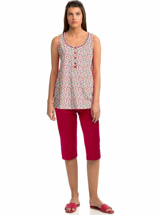 Vamp Sommer Damen Pyjama-Set Red Rose