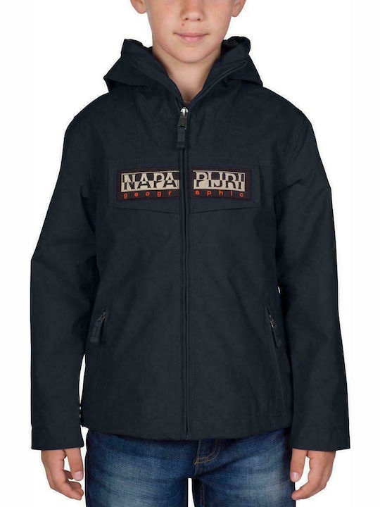K Rainforest S Op 2 Kids Casual Short Hooded Jacket Navy Blue