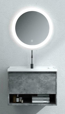 Gloria Amber 60 Bench with Washbasin & Mirror with Light L60xW47xH50cm Gray