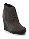 Jarriselle Leather Women's Ankle Boots Platform Brown