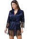 Luna Women's Satin Robe Navy Blue
