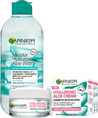 Garnier Skin Naturals Hyaluronic Aloe Skin Care Set for Moisturizing & Facial Cleaning with Face Cleanser & Face Cream