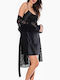 Luna Women's Satin Robe Black 6003