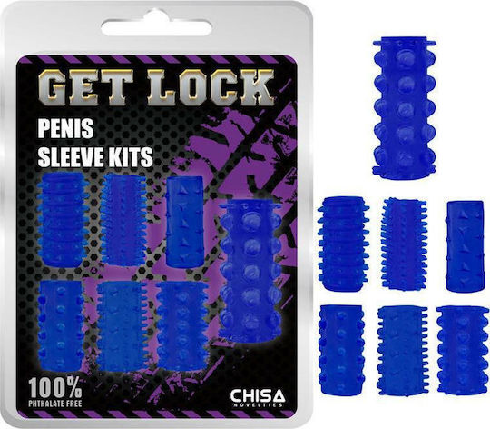 Chisa Novelties Get Lock Penis Sleeve Kits Penis Extension Blue 6.8cm