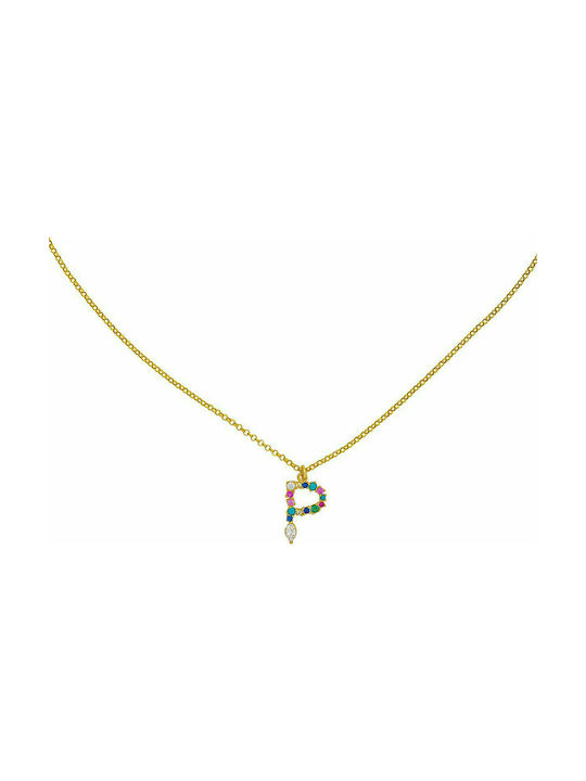 Excite-Fashion Necklace Monogram from Gold Plated Silver with Zircon