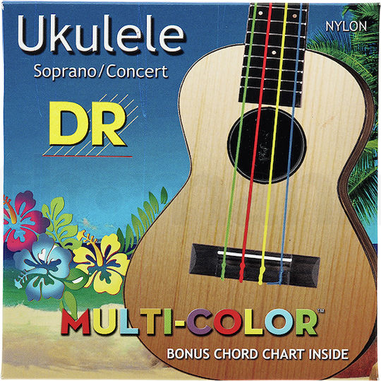 DR Σετ Nylon Χορδών 24 - 36" για Γιουκαλίλι Multi Color UMCSC Ukulele