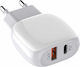 Ldnio Φορτιστής με Θύρα USB-A και Θύρα USB-C και Καλώδιο USB-C - Lightning 18W Power Delivery / Quick Charge 3.0 Λευκός (A2313C)