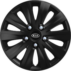 Versaco Car Hubcap Set Rapide Nc with Kia Emblem 15" 4pcs Black