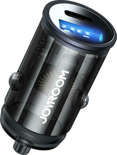 Joyroom C-A43 Автомобилен Зарядно Устройство 20W 3A Бързо Зареждане с Портове 1xUSB-A 1xType-C Сив Цвят