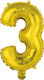 Μπαλόνι Foil Αριθμός Μίνι 3 Χρυσό 35εκ.