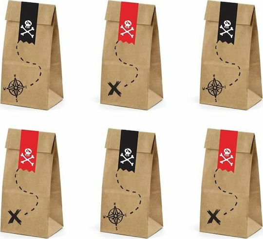 PartyDeco Paper Bag for Gift Beige 8x6x18cm. 6pcs