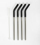 Emerson Straws Metal Black Inox with Brush 4pcs