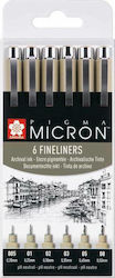 Sakura Pigma Micron Design Markers Black 6pcs