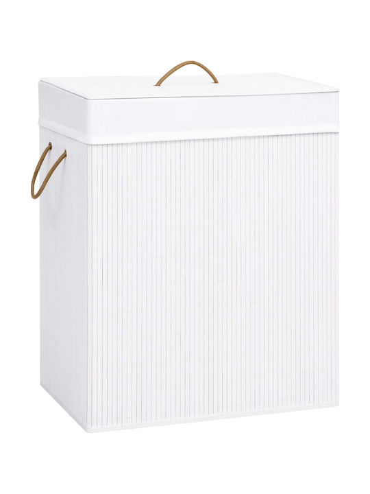 vidaXL Wäschekorb aus Bamboo Faltbar mit Deckel 52x32x62.5cm Weiß