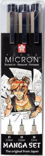 Sakura Pigma Micron Design Markers 0.5mm Black 3pcs