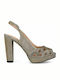 Menbur Platform Fabric Women's Sandals with Strass Gray