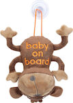 Baby Wise Boy / Girl Baby on Board Car Plush Καφέ with Suction Cup Little Monkey