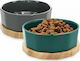 Navaris Ceramic Bowls Dog Food & Water Green wi...