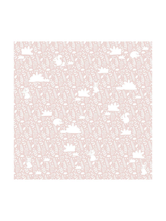 Loukianos Wallpapers Kids Fabric Wallpaper Mondo Baby Ζωάκια & Δέντρα 28 Pink L53xH1005cm