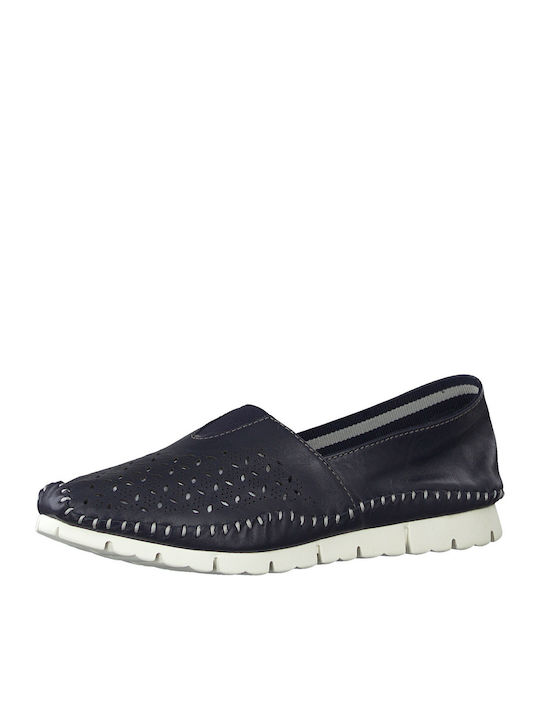 Leather Women's Moccasins in Blue Color