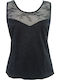 Delphine 83224 Damen Sommer Crop Top Ärmelloses Schwarzes