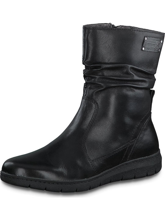 Leather Women's Ankle Boots Platform Black