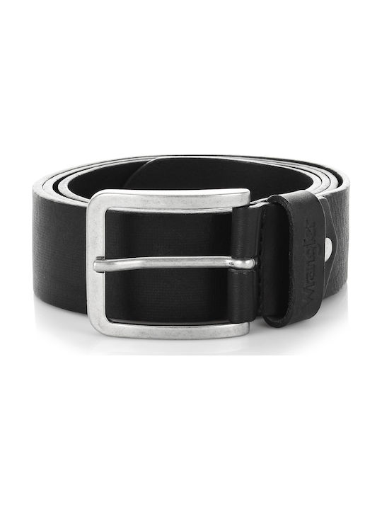 Wrangler Men's Leather Wide Belt Black