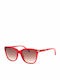 Swarovski Women's Sunglasses with Red Acetate Frame and Brown Gradient Lenses