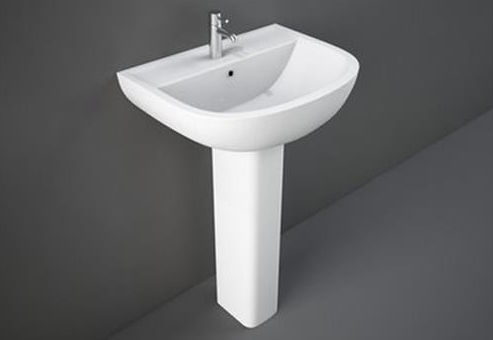 Rak Ceramics Kompletter Wandmontierter Badezimmerwaschbecken mit Sockel Keramik 38x50x82cm Weiß