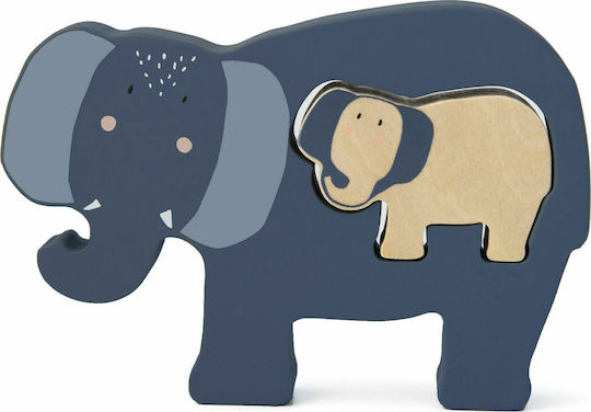 Дървено Детски Пъзел с Шипове Baby Mrs. Elephant за 1+ Години 2бр Trixie
